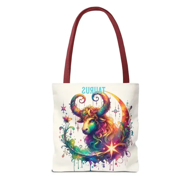 Taurus Zodiac Tote Bag with Black Cotton Handles