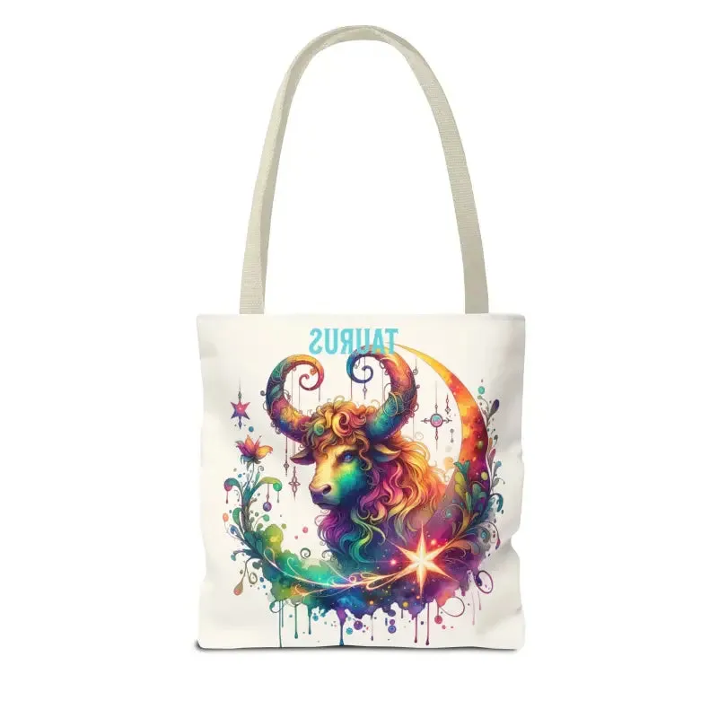 Taurus Zodiac Tote Bag with Black Cotton Handles