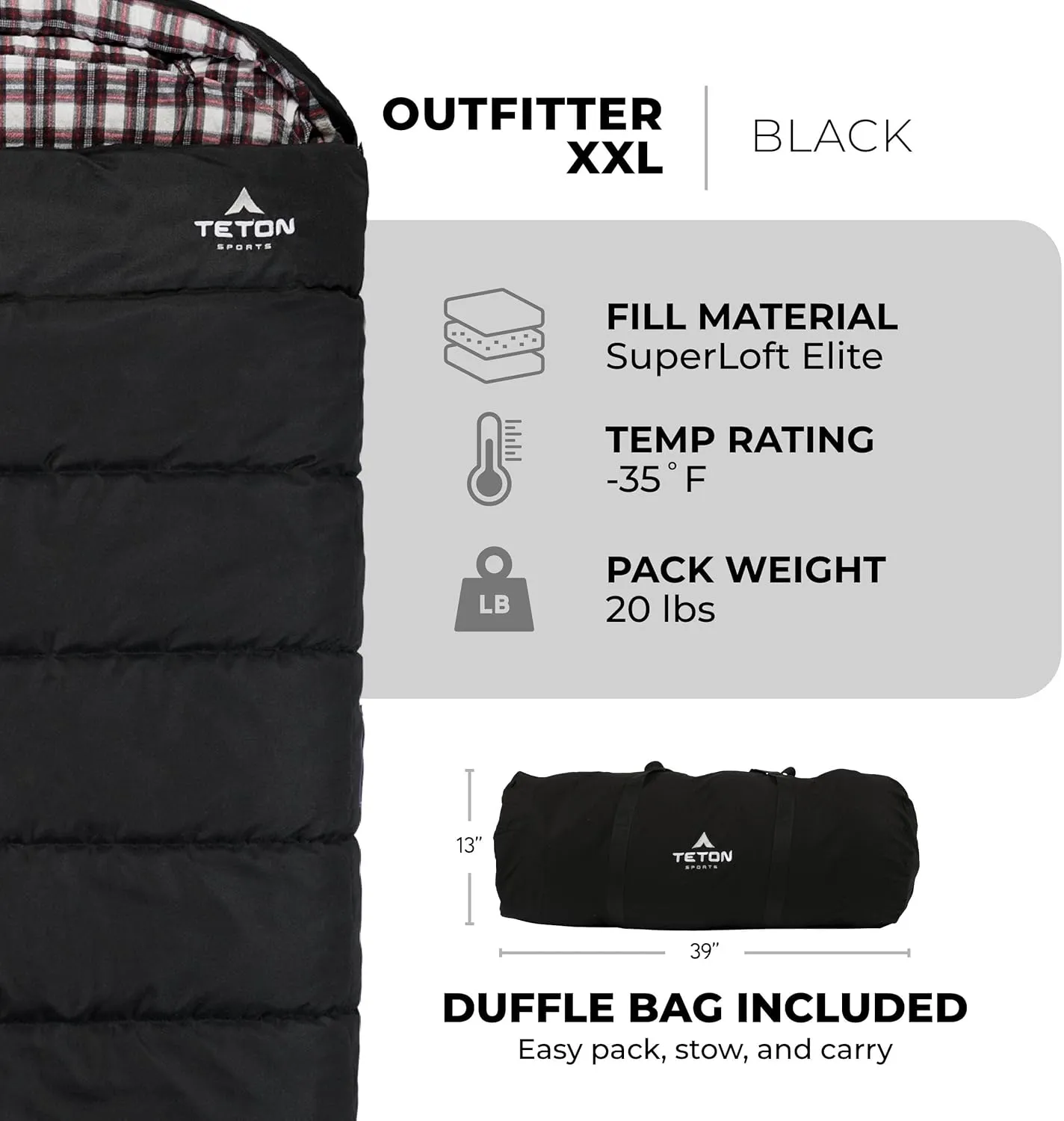 Teton Celsius XXL Sleeping Bag, Cold Weather Sleeping Bags for Adults and Kids, Camping Made Easy and Warm. Compression Sack Included, 35F, 25F, 0F, 20F Degree