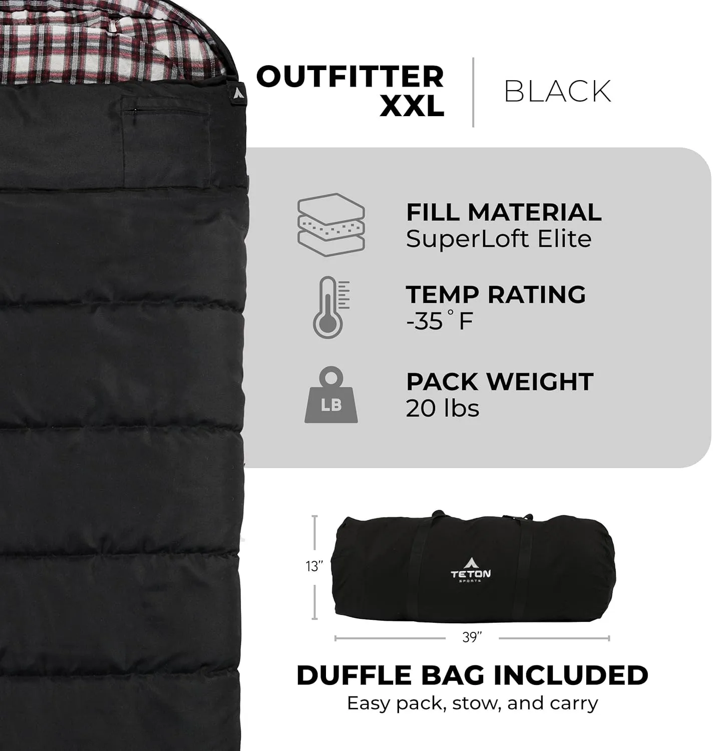 Teton Celsius XXL Sleeping Bag, Cold Weather Sleeping Bags for Adults and Kids, Camping Made Easy and Warm. Compression Sack Included, 35F, 25F, 0F, 20F Degree
