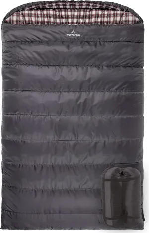 TETON Mammoth, 20 Degree and 0 Degree Sleeping Bags, Double Sleeping Bag, A Warm Bag the Whole Family can Enjoy. Great Sleeping Bag for Camping, Hunting and Base Camp. Compression Sack Included