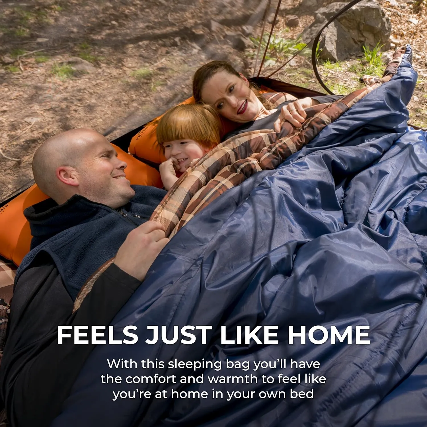 TETON Mammoth, 20 Degree and 0 Degree Sleeping Bags, Double Sleeping Bag, A Warm Bag the Whole Family can Enjoy. Great Sleeping Bag for Camping, Hunting and Base Camp. Compression Sack Included