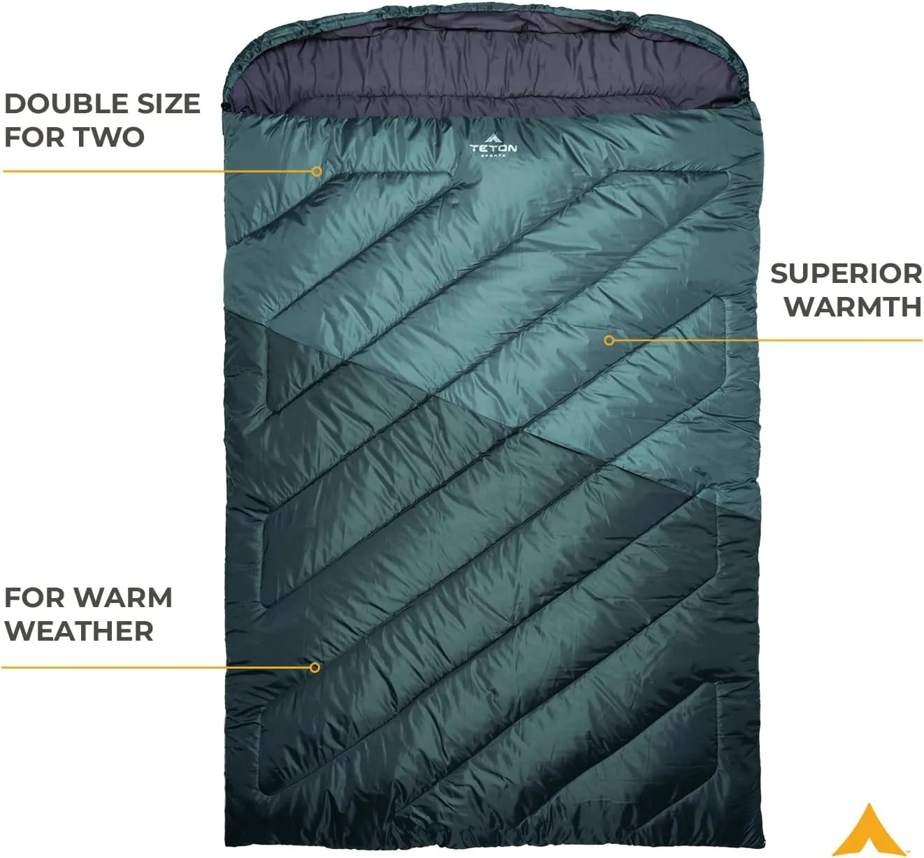 TETON Mammoth, 20 Degree and 0 Degree Sleeping Bags, Double Sleeping Bag, A Warm Bag the Whole Family can Enjoy. Great Sleeping Bag for Camping, Hunting and Base Camp. Compression Sack Included