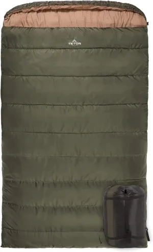 TETON Mammoth, 20 Degree and 0 Degree Sleeping Bags, Double Sleeping Bag, A Warm Bag the Whole Family can Enjoy. Great Sleeping Bag for Camping, Hunting and Base Camp. Compression Sack Included