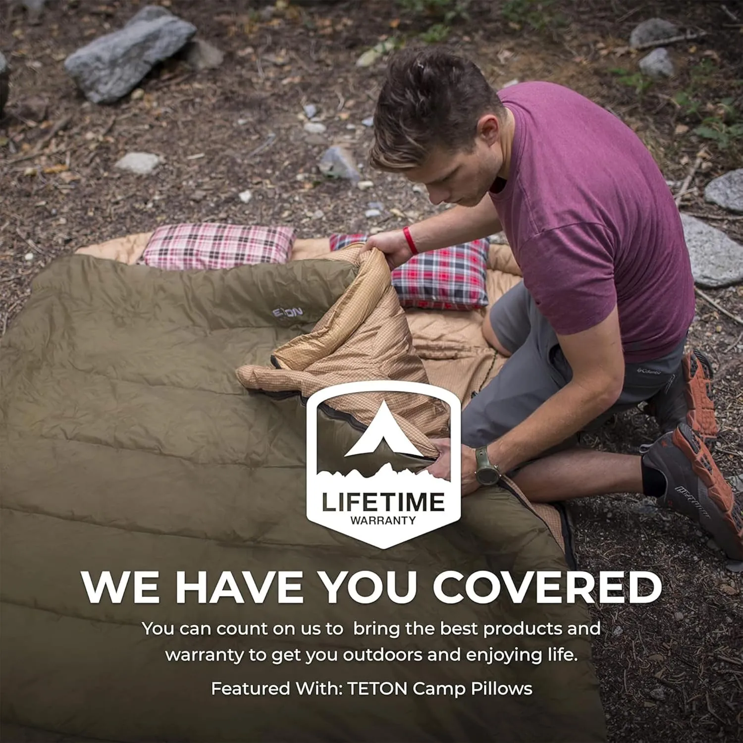 TETON Mammoth, 20 Degree and 0 Degree Sleeping Bags, Double Sleeping Bag, A Warm Bag the Whole Family can Enjoy. Great Sleeping Bag for Camping, Hunting and Base Camp. Compression Sack Included