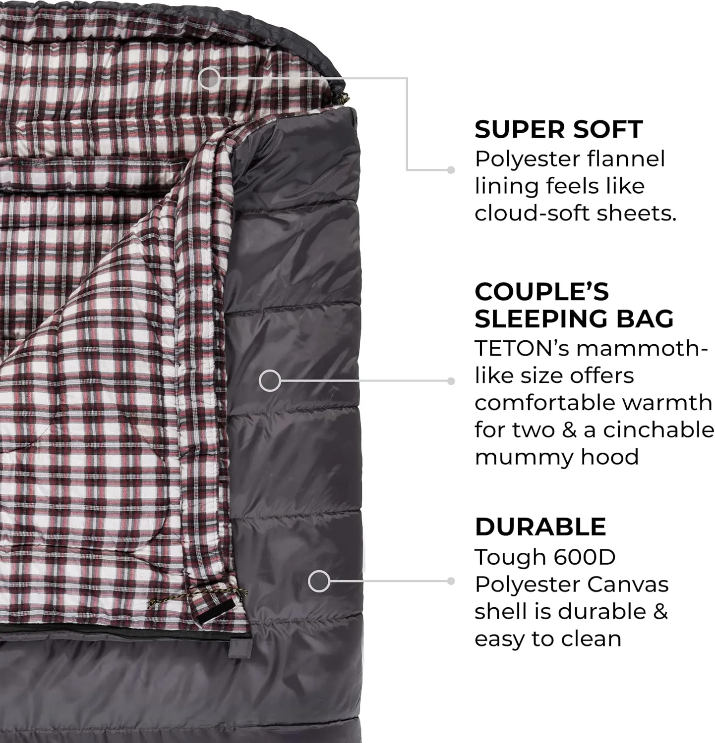 TETON Mammoth, 20 Degree and 0 Degree Sleeping Bags, Double Sleeping Bag, A Warm Bag the Whole Family can Enjoy. Great Sleeping Bag for Camping, Hunting and Base Camp. Compression Sack Included