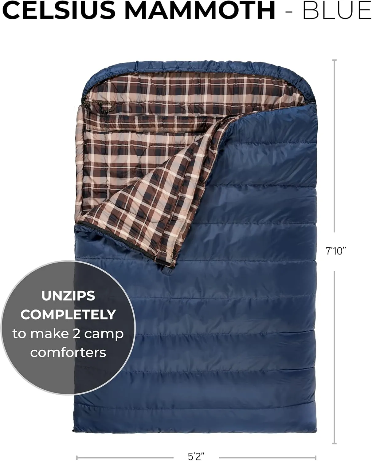 TETON Mammoth, 20 Degree and 0 Degree Sleeping Bags, Double Sleeping Bag, A Warm Bag the Whole Family can Enjoy. Great Sleeping Bag for Camping, Hunting and Base Camp. Compression Sack Included