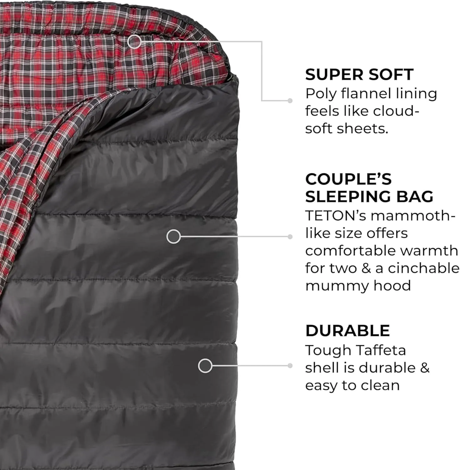 TETON Mammoth, 20 Degree and 0 Degree Sleeping Bags, Double Sleeping Bag, A Warm Bag the Whole Family can Enjoy. Great Sleeping Bag for Camping, Hunting and Base Camp. Compression Sack Included