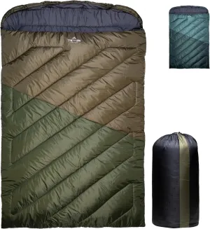 TETON Mammoth, 20 Degree and 0 Degree Sleeping Bags, Double Sleeping Bag, A Warm Bag the Whole Family can Enjoy. Great Sleeping Bag for Camping, Hunting and Base Camp. Compression Sack Included