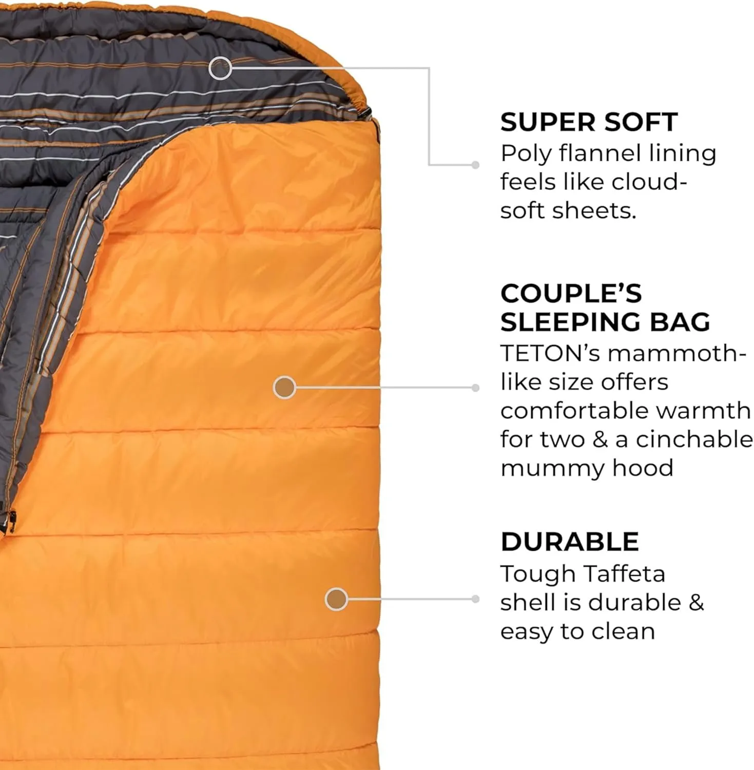 TETON Mammoth, 20 Degree and 0 Degree Sleeping Bags, Double Sleeping Bag, A Warm Bag the Whole Family can Enjoy. Great Sleeping Bag for Camping, Hunting and Base Camp. Compression Sack Included