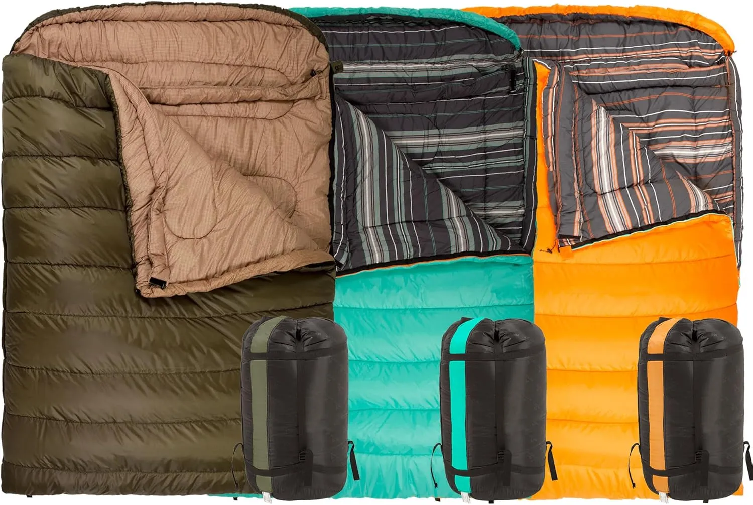 TETON Mammoth, 20 Degree and 0 Degree Sleeping Bags, Double Sleeping Bag, A Warm Bag the Whole Family can Enjoy. Great Sleeping Bag for Camping, Hunting and Base Camp. Compression Sack Included