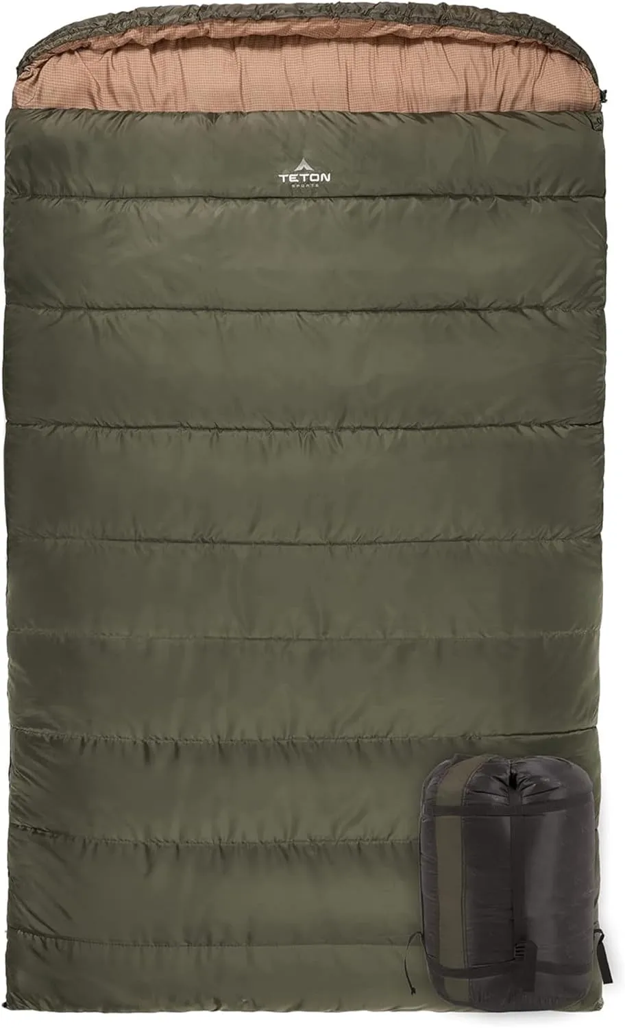TETON Mammoth, 20 Degree and 0 Degree Sleeping Bags, Double Sleeping Bag, A Warm Bag the Whole Family can Enjoy. Great Sleeping Bag for Camping, Hunting and Base Camp. Compression Sack Included