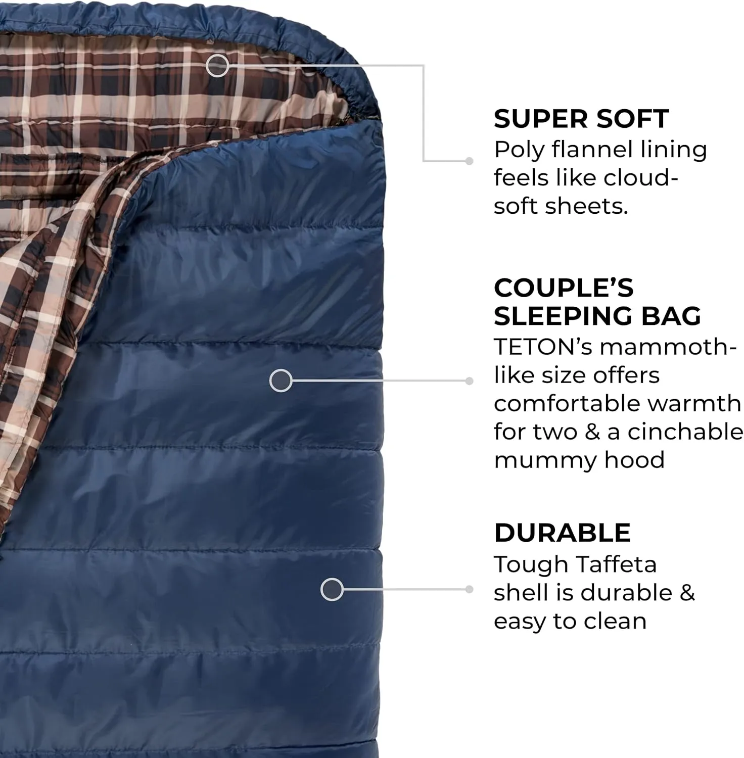 TETON Mammoth, 20 Degree and 0 Degree Sleeping Bags, Double Sleeping Bag, A Warm Bag the Whole Family can Enjoy. Great Sleeping Bag for Camping, Hunting and Base Camp. Compression Sack Included