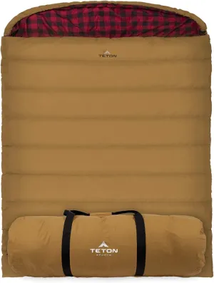 TETON Mammoth, 20 Degree and 0 Degree Sleeping Bags, Double Sleeping Bag, A Warm Bag the Whole Family can Enjoy. Great Sleeping Bag for Camping, Hunting and Base Camp. Compression Sack Included
