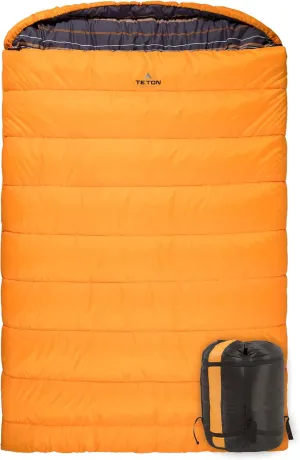 TETON Mammoth, 20 Degree and 0 Degree Sleeping Bags, Double Sleeping Bag, A Warm Bag the Whole Family can Enjoy. Great Sleeping Bag for Camping, Hunting and Base Camp. Compression Sack Included