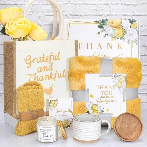 Thank You Gifts for Women ,Appreciation Gift Box with Blanket, Mug with Lid and Spoon, Soy Candle, Fuzzy Socks, Tote Bag, Card , Birthday, Nurse, Teacher, Coworker, Mom, Best Friend
