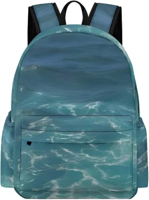 The Deep Blue Sea Print Laptop Backpacks Casual Shoulder Bag Travel Daypack Fashion for Men Women