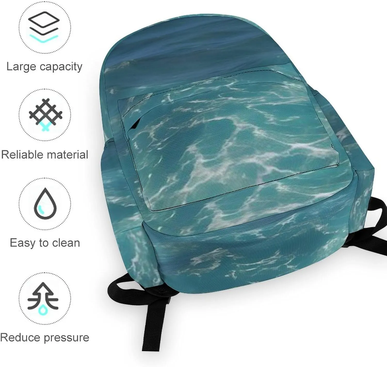 The Deep Blue Sea Print Laptop Backpacks Casual Shoulder Bag Travel Daypack Fashion for Men Women
