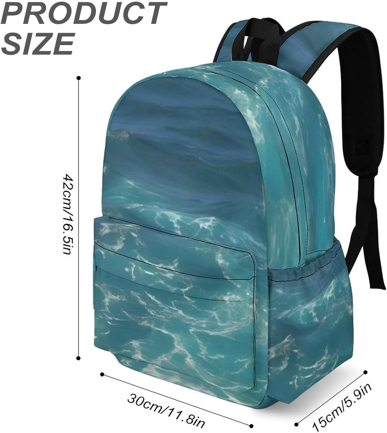 The Deep Blue Sea Print Laptop Backpacks Casual Shoulder Bag Travel Daypack Fashion for Men Women