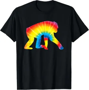 Tie Dye Bonobo Rainbow Print Chimpanzee Hippie Peace Gift T-Shirt