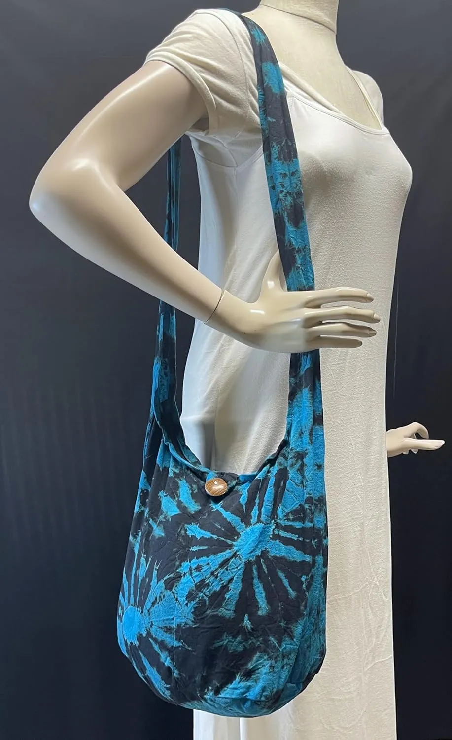 Tie Dye Crossbody Bag – Hippie Hobo Shoulder Purse – Handmade Colorful Artsy Sling Handbag – Medium 33”