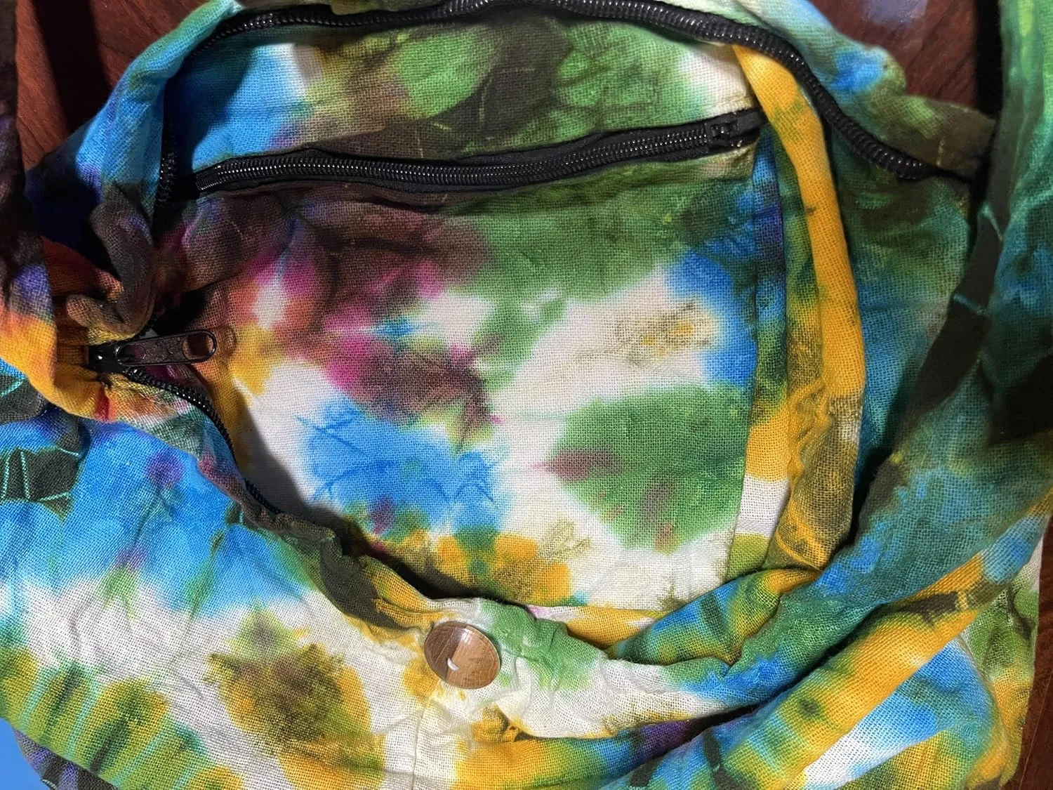 Tie Dye Crossbody Bag – Hippie Hobo Shoulder Purse – Handmade Colorful Artsy Sling Handbag – Medium 33”