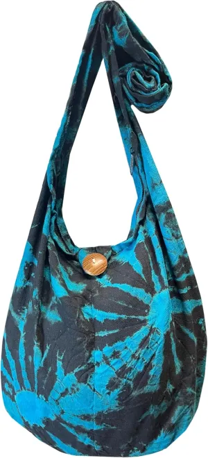Tie Dye Crossbody Bag – Hippie Hobo Shoulder Purse – Handmade Colorful Artsy Sling Handbag – Medium 33”