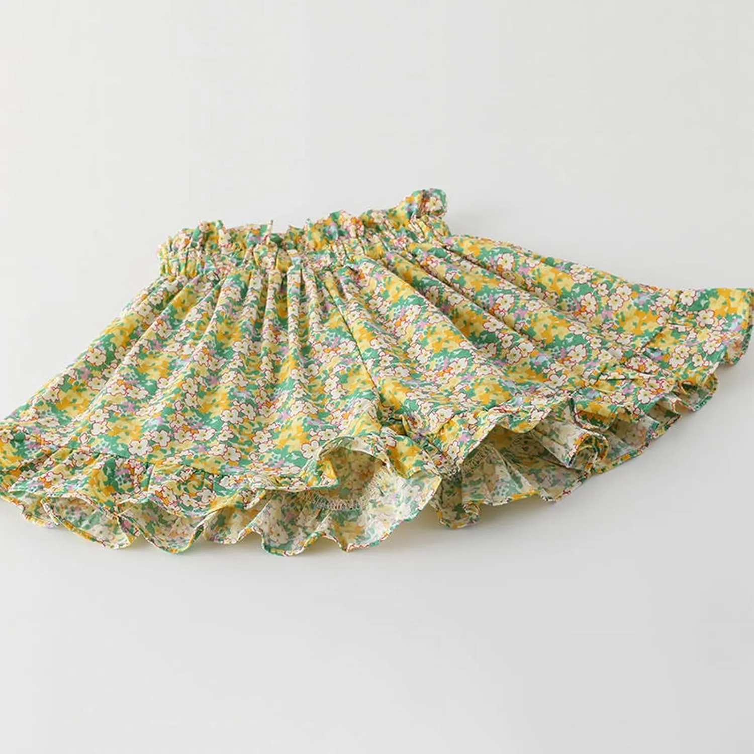 Toddler Girls Cute Shorts A-Line Flower Print Short Pants Baby Girls Summer Loose Ruffle Shorts Casual Pants Tracksuit