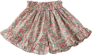 Toddler Girls Cute Shorts A-Line Flower Print Short Pants Baby Girls Summer Loose Ruffle Shorts Casual Pants Tracksuit