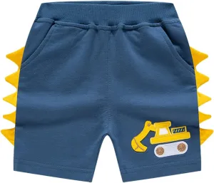 Toddler Shorts Truck Embroidery Sweat Pants Elastic Waist Beach Pants Boys Summer Casual Jogger Shorts