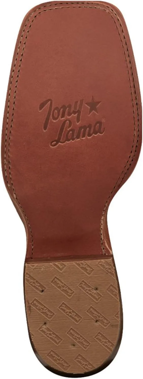 Tony Lama Men`s Colburn Wood Brown 17in Fire Orange Top Buckaroo Sq Toe Boot