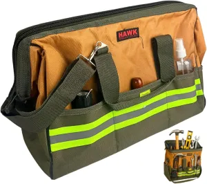 Tool Bag | Heavy-Duty Zipper & Durable Canvas Material | Reflective Safety Pockets | Adjustable Shoulder Strap with Comfort Panel