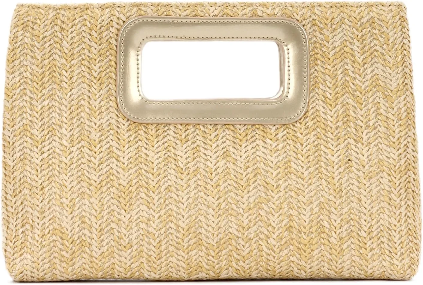 Top Handle Straw Clutch Handbag for Women Raffia Evening Bag Summer Beach Travel Bag With Chain