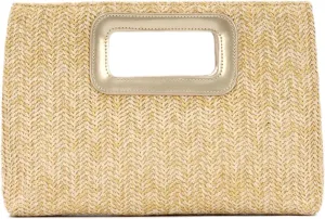 Top Handle Straw Clutch Handbag for Women Raffia Evening Bag Summer Beach Travel Bag With Chain