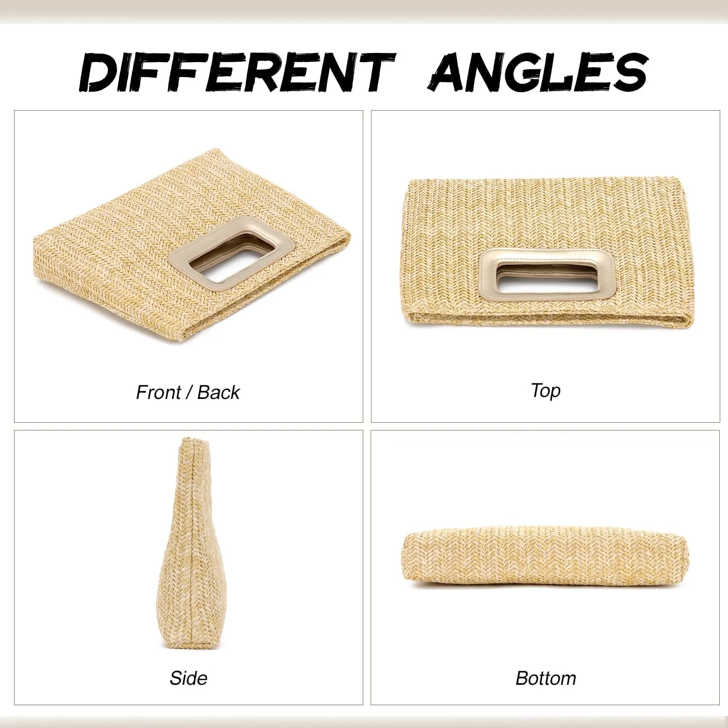 Top Handle Straw Clutch Handbag for Women Raffia Evening Bag Summer Beach Travel Bag With Chain