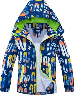 TOP&SKY KIDS Boys Dinosaur Rain Jacket Lightweight Waterproof Raincoats Windbreakers for Kids