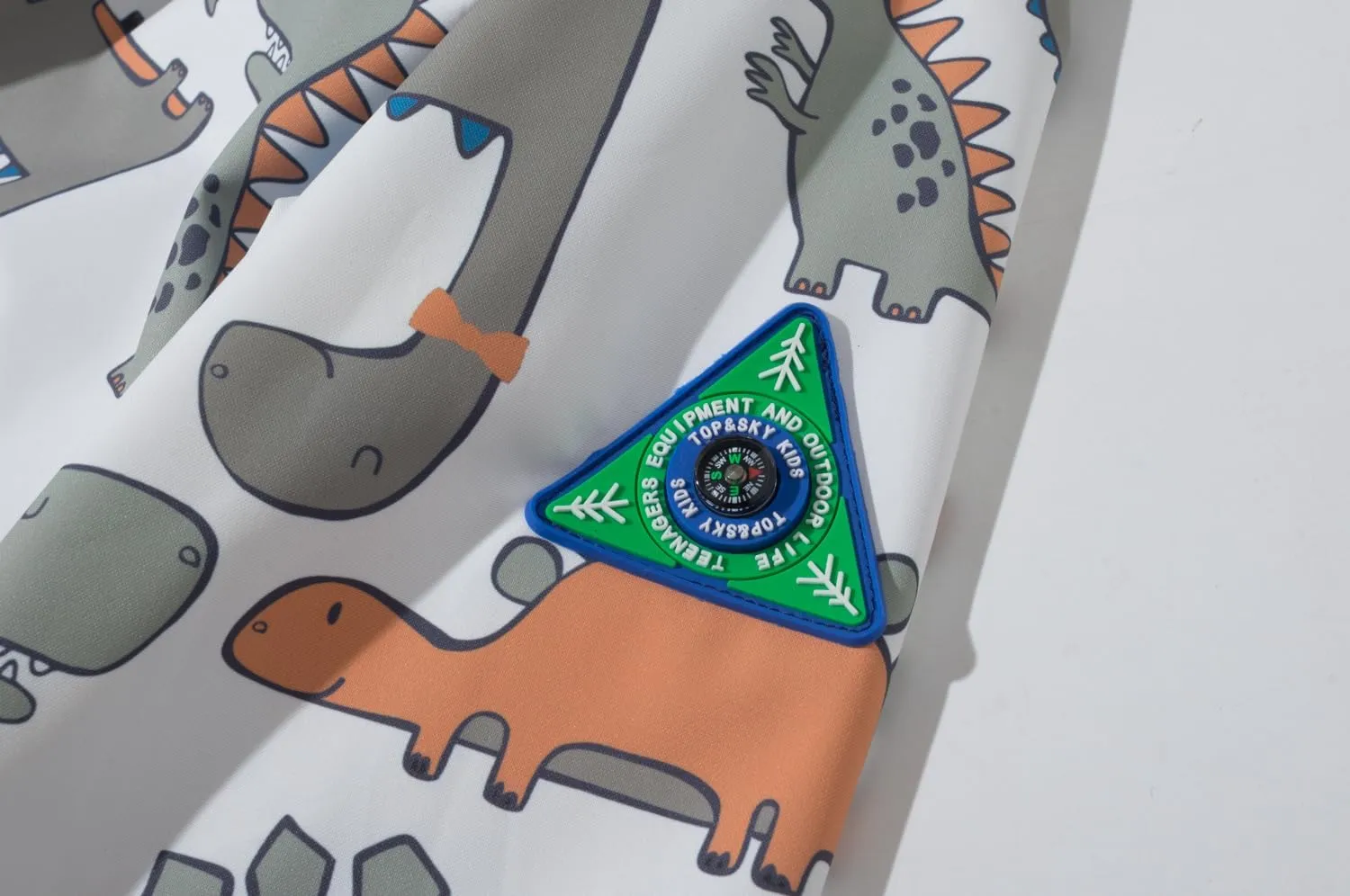 TOP&SKY KIDS Boys Dinosaur Rain Jacket Lightweight Waterproof Raincoats Windbreakers for Kids
