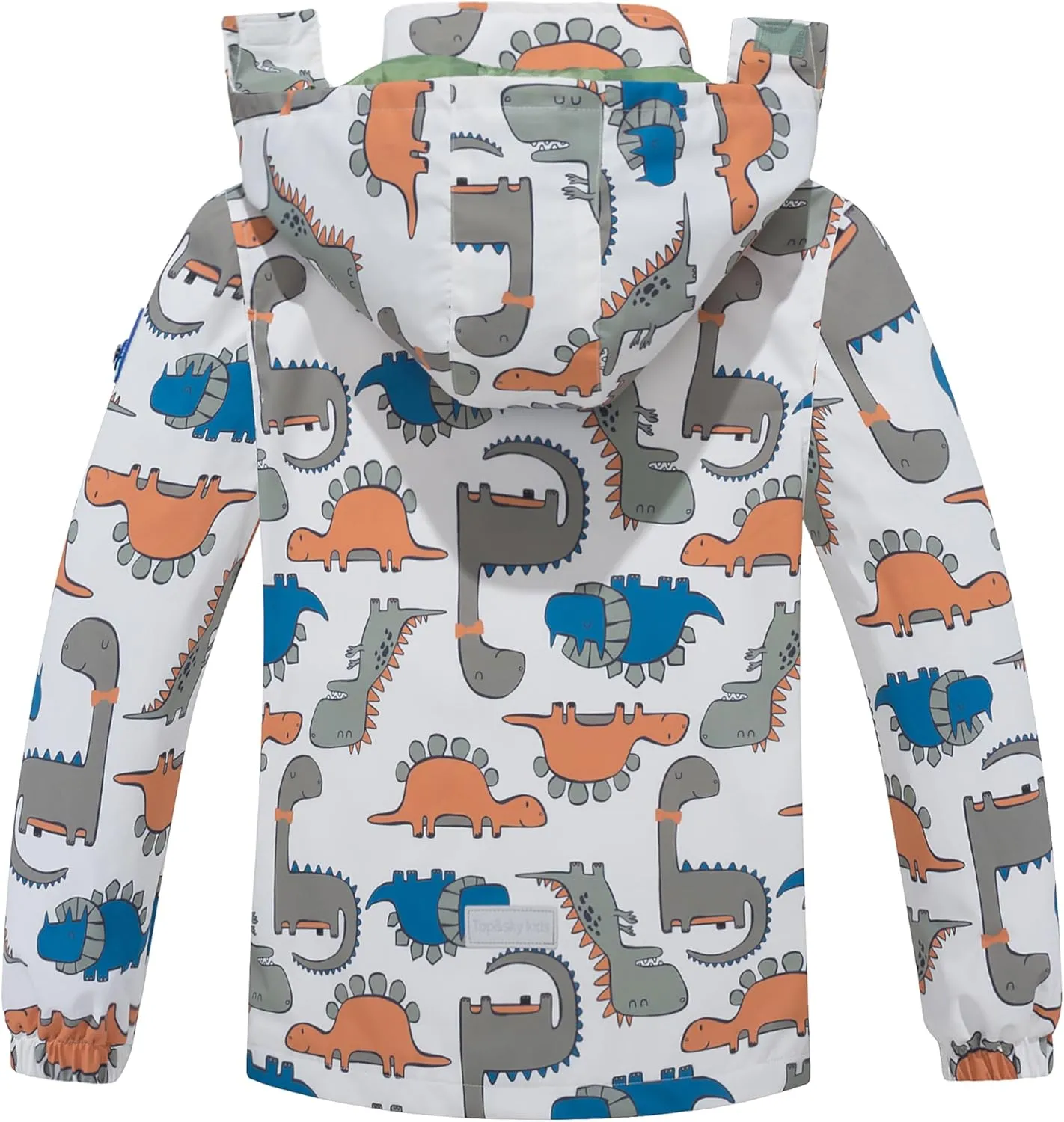 TOP&SKY KIDS Boys Dinosaur Rain Jacket Lightweight Waterproof Raincoats Windbreakers for Kids
