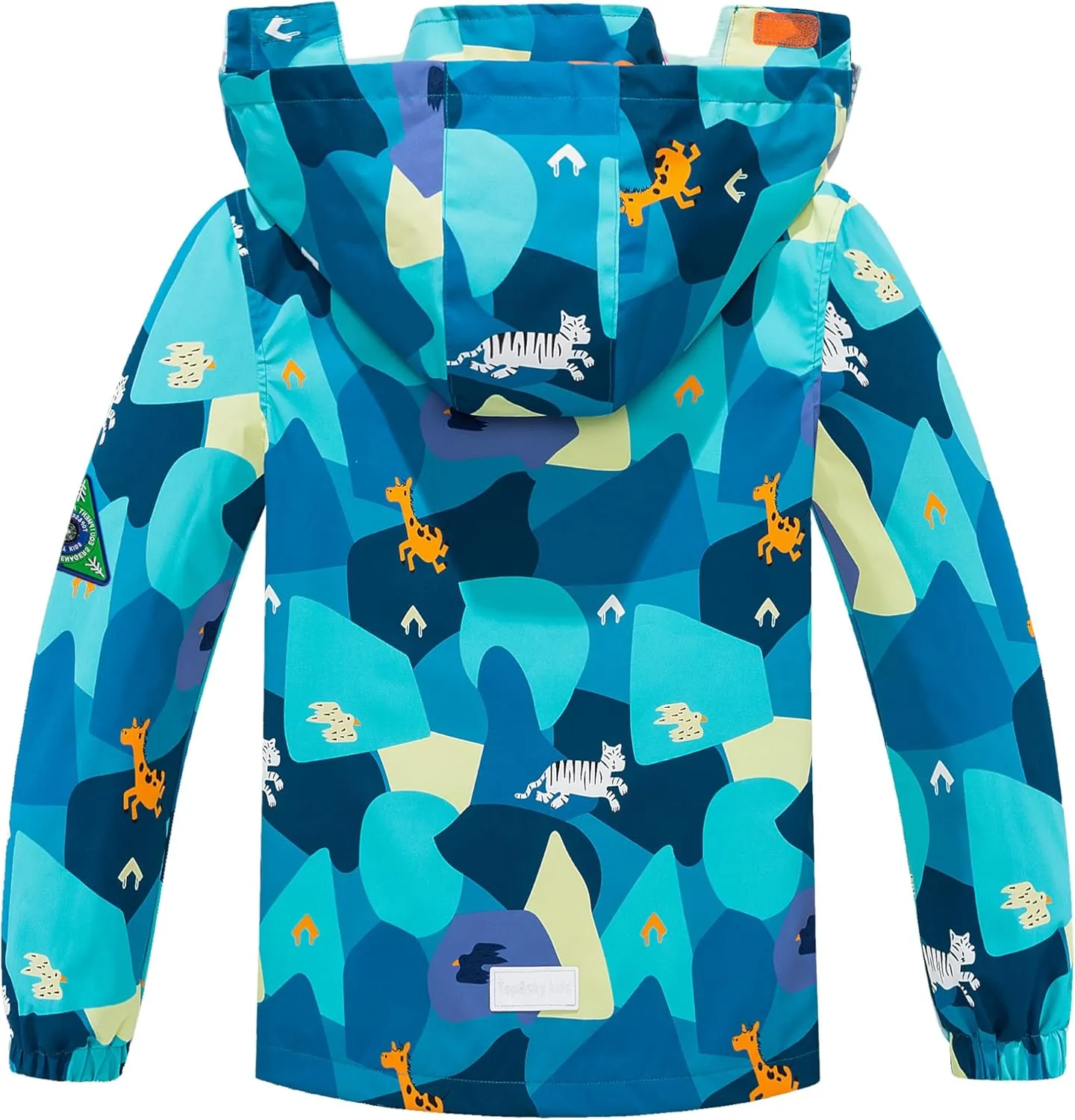 TOP&SKY KIDS Boys Dinosaur Rain Jacket Lightweight Waterproof Raincoats Windbreakers for Kids