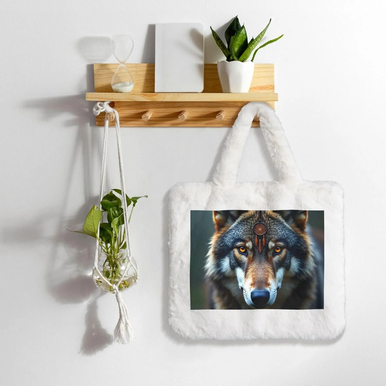Tote Bag Shoulder Bag Flannel Faux Fur Tote Bag Handbag Fuzzy Bag White Tote Bag Purse