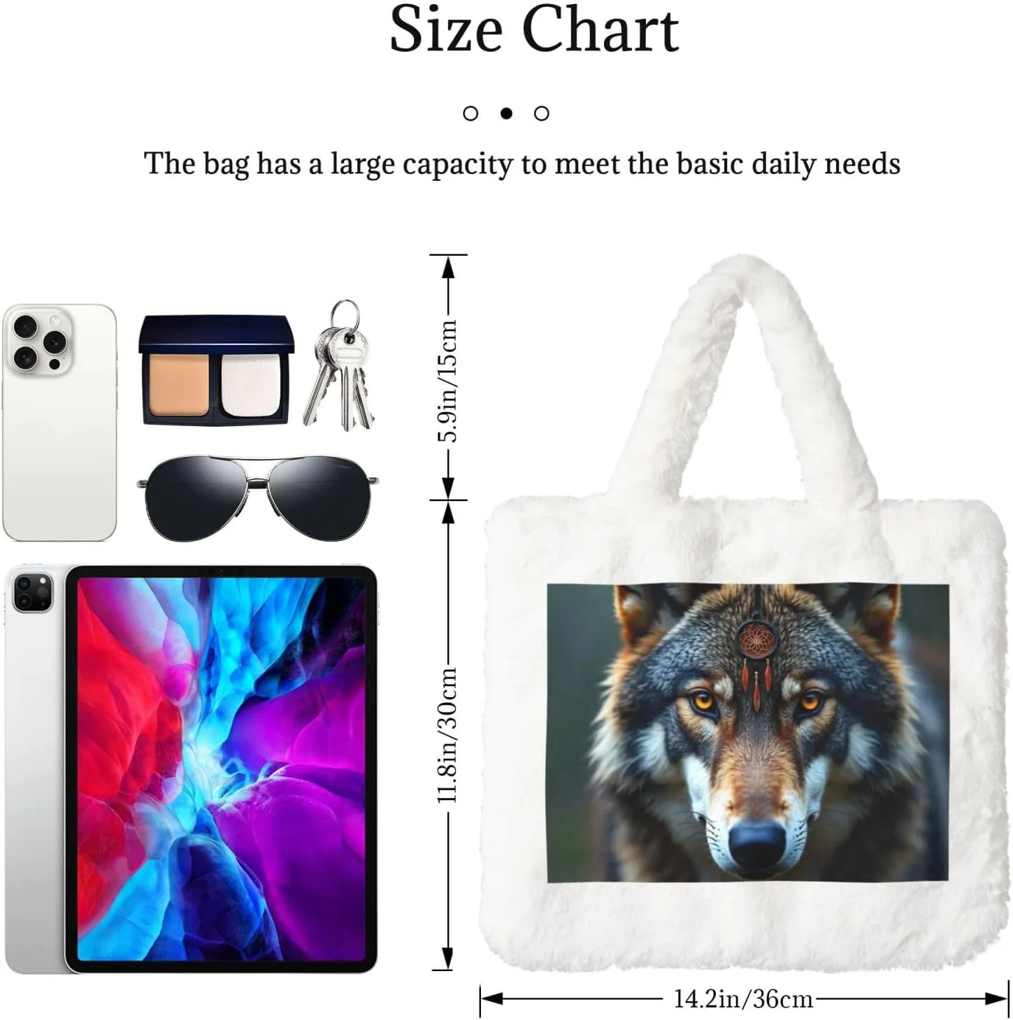 Tote Bag Shoulder Bag Flannel Faux Fur Tote Bag Handbag Fuzzy Bag White Tote Bag Purse