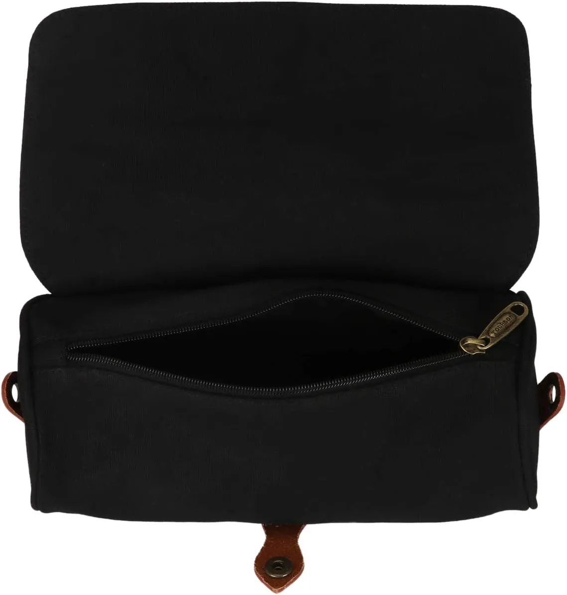 TOURBON Canvas Leather Bike Handlebar Bag with Shoulder Strap, 4.5L Bicycle Top Tube Pouch, Water-resistant Small Saddlebag storage bag for Cycling (Black)