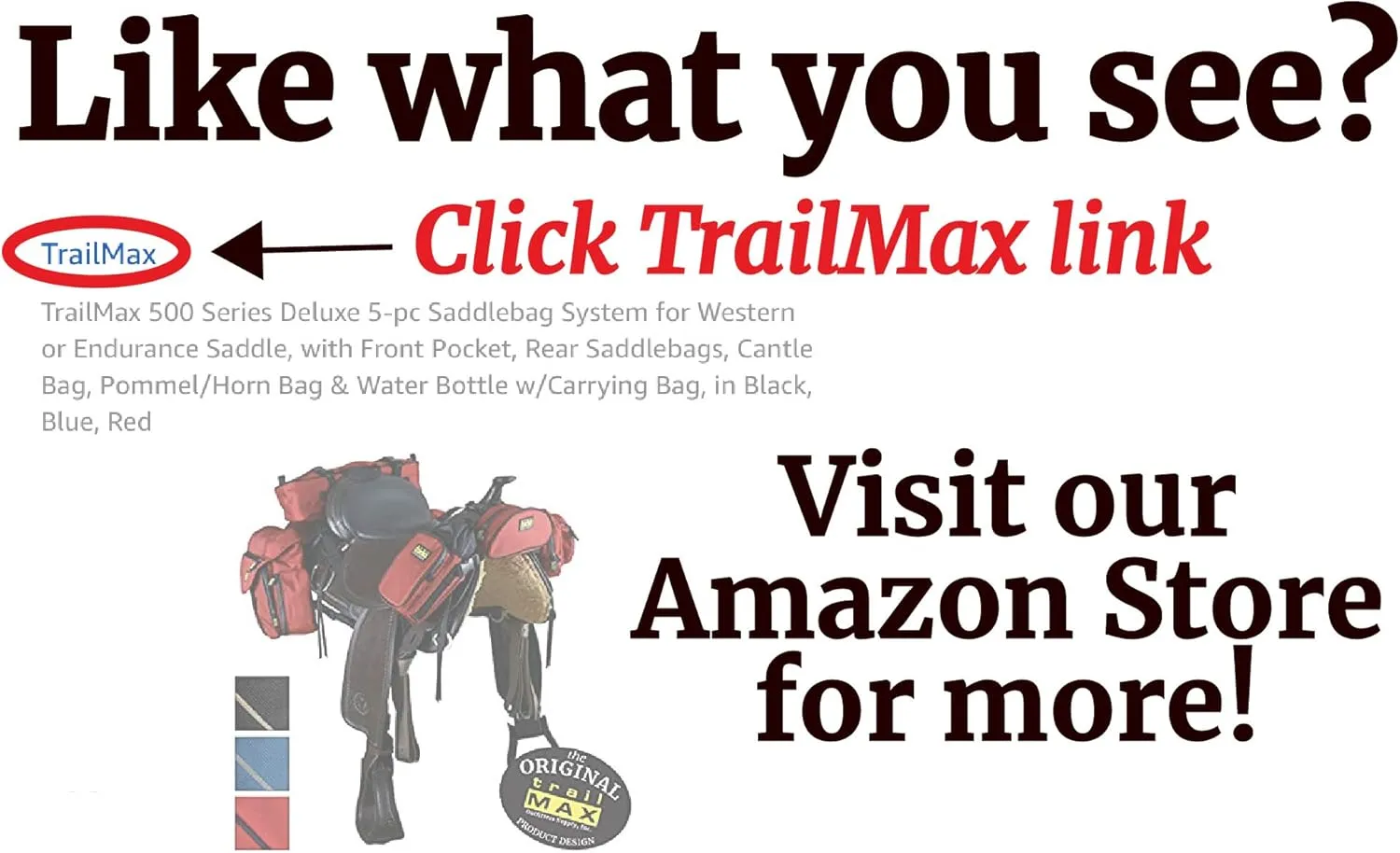 TrailMax 500 Series Pommel Pocket Saddle Bag for Horse Trail Riding; Saddle Pommel Pocket Western & Endurance Saddles; Cellphone Horn Bag; Trail Riding Cellphone Pommel Pocket