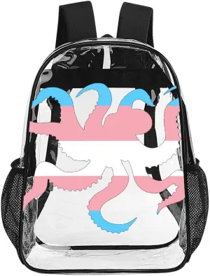 Transgender Octopuses Tentacles Clear Shoulders Bag Unisex Backpack for Camping Hiking Travel