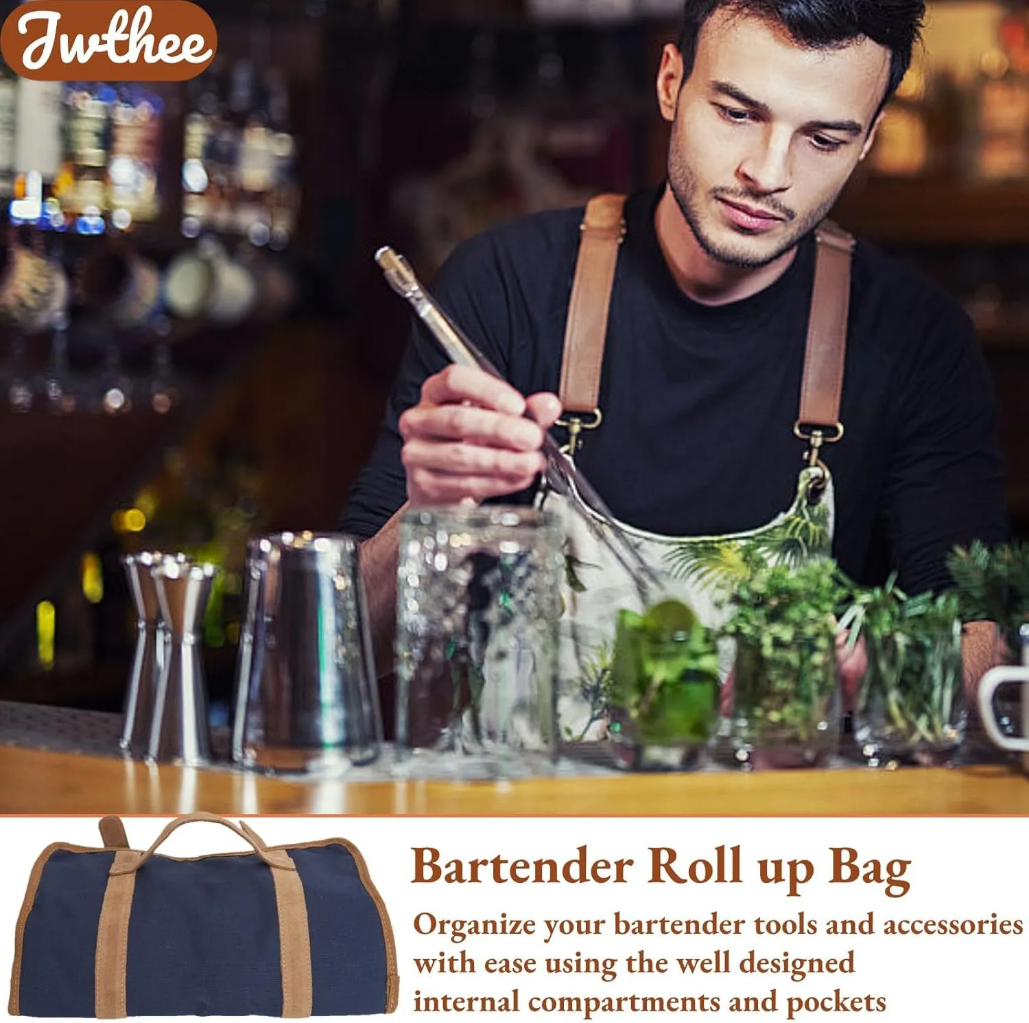 Travel Bartender Bag Without Tools, Bar Kit for Bartender Bartender Shoulder Bag Portable Bar Bag Canvas Bartender Bag (Blue)