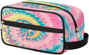 Travel Toiletry Bag for Women Men Colorful Pink Rainbow Vintage Hippie Tie Dye Hanging Dopp Kit Large Travel Toiletry Organizer Water Resistant Shaving Bag for Toiletries Accessories Gift for Kids
