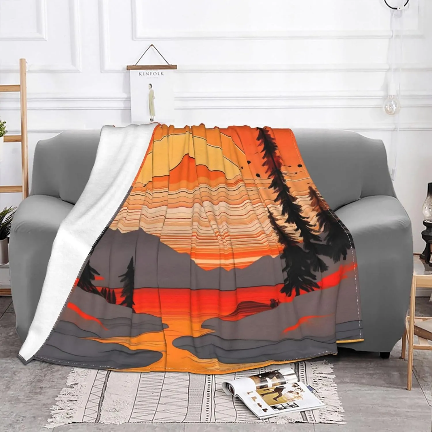Tree Hills and Rivers Super Soft Microfiber Flannel Blankets, Bed, Sofa Ultra Luxurious Warm and Cozy for All Seasons