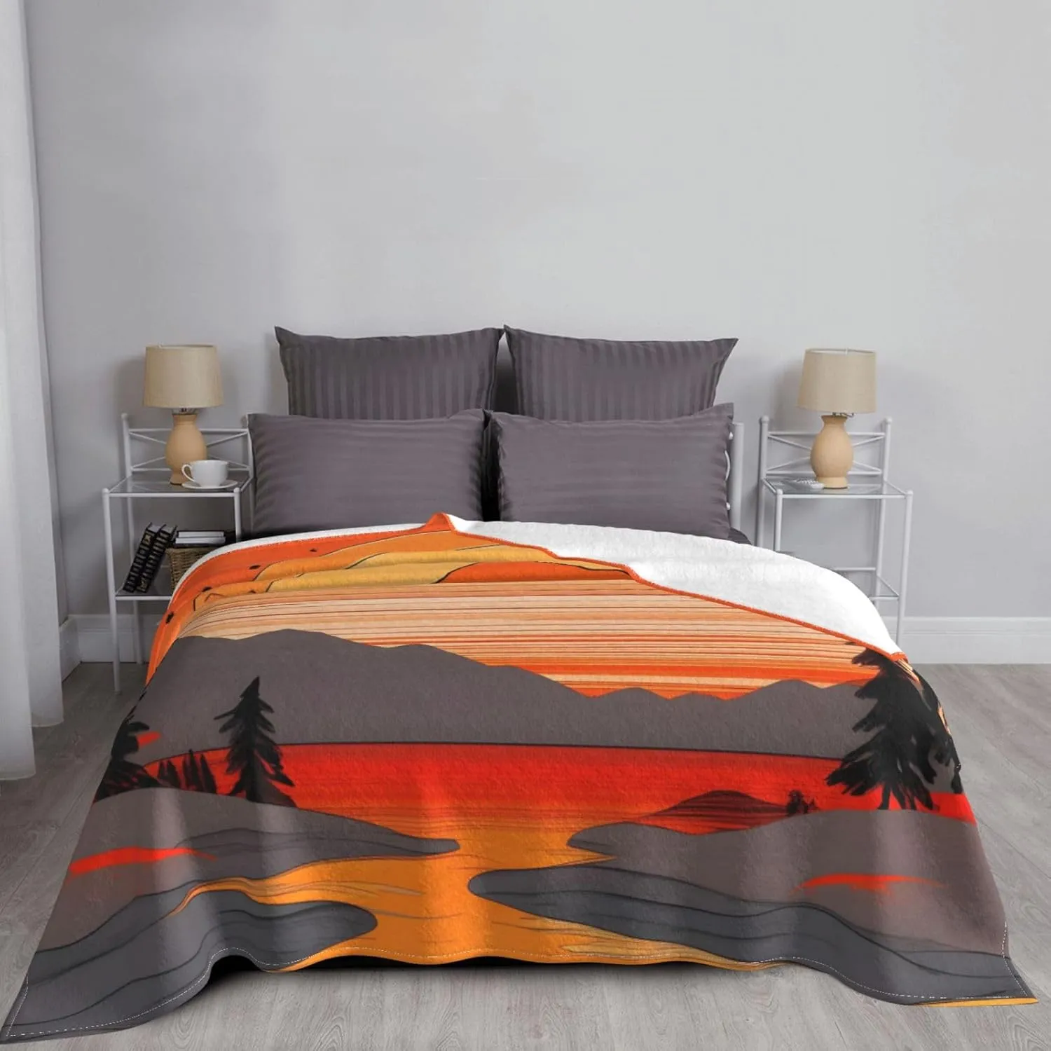 Tree Hills and Rivers Super Soft Microfiber Flannel Blankets, Bed, Sofa Ultra Luxurious Warm and Cozy for All Seasons