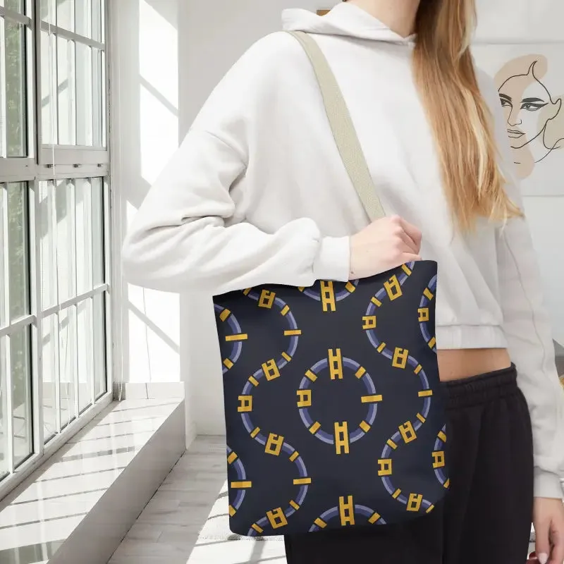 Trendy Fashion Block Chain Pattern Tote Bag