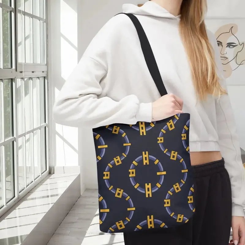 Trendy Fashion Block Chain Pattern Tote Bag